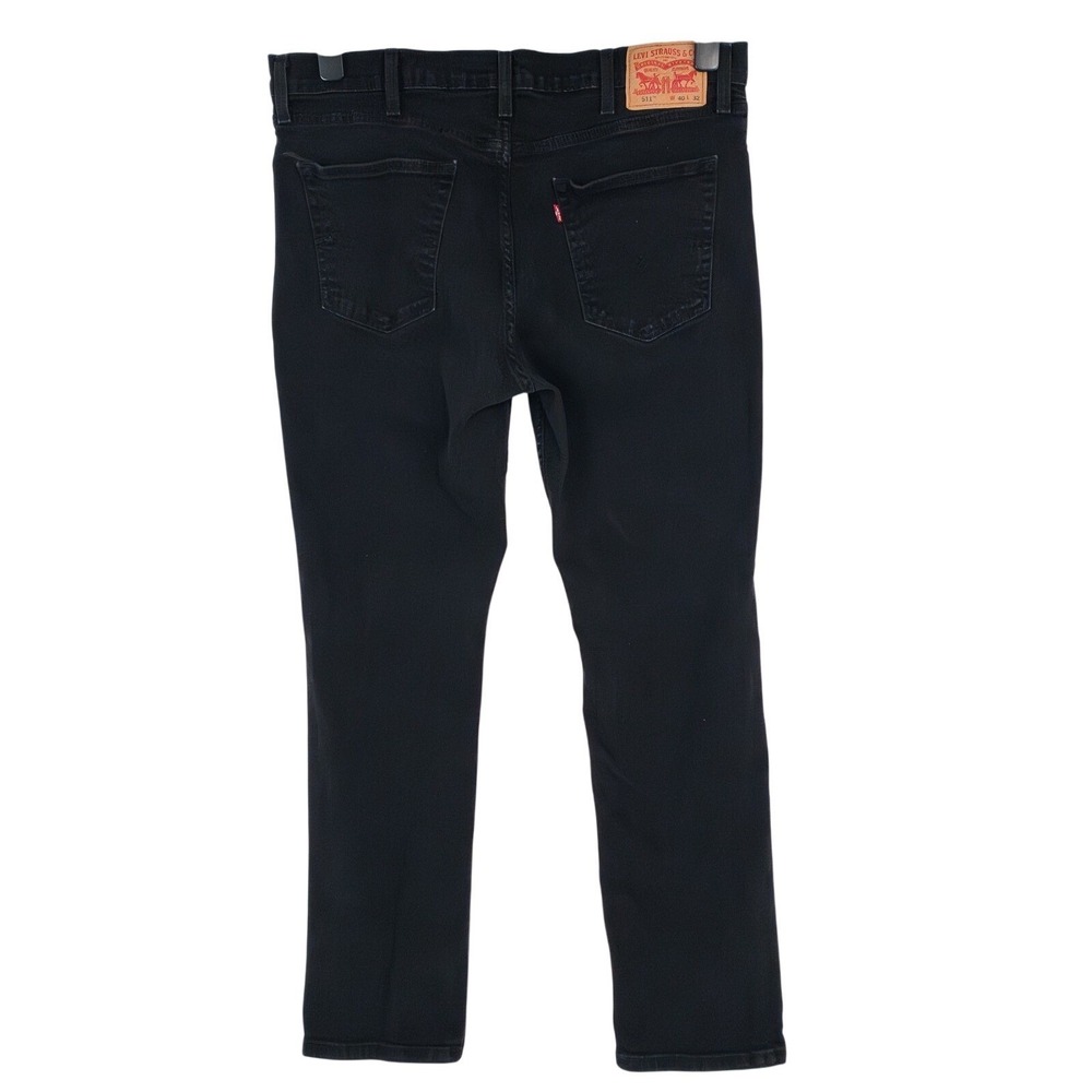 Levi's 511 Slim Fit Mens Black Denim Jeans 40x32 Fits 37x30 Style 04511-5382 - Picture 3 of 14
